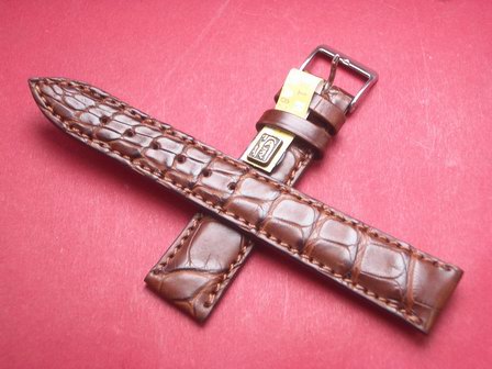 Louisiana Krokodil-Leder-Armband 18mm im Verlauf auf 16mm Farbe: Mittelbraun 