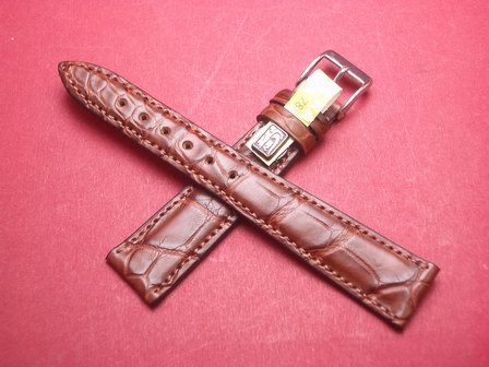 Louisiana Krokodil-Leder-Armband 18mm im Verlauf auf 14mm Farbe: Braun 