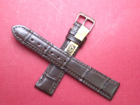 Louisiana Krokodil-Leder-Armband 19mm im Verlauf auf 16mm Farbe: Dunkelbraun 