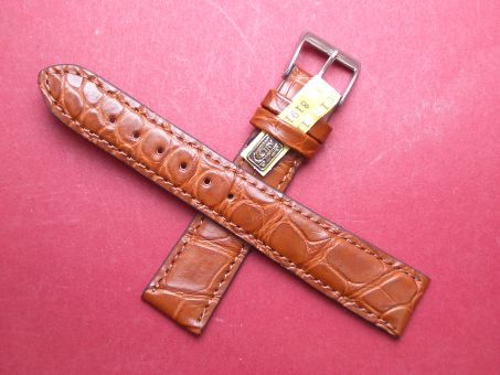 Louisiana Krokodil-Leder-Armband 19mm im Verlauf auf 16mm Farbe: Braun 
