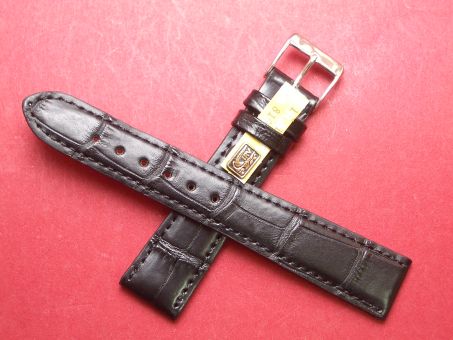 Louisiana Krokodil-Leder-Armband 19mm im Verlauf auf 16mm Farbe: Schwarz 