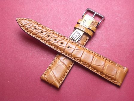 Louisiana Krokodil-Leder-Armband 20mm im Verlauf auf 18mm Farbe: Honig 