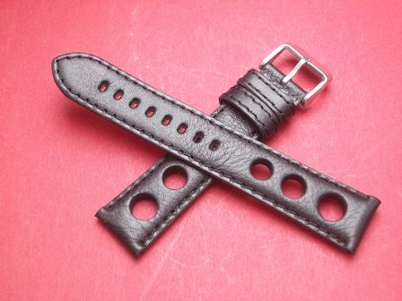 Rallye Leder-Armband 18mm im Verlauf auf 16mm Farbe: Schwarz 