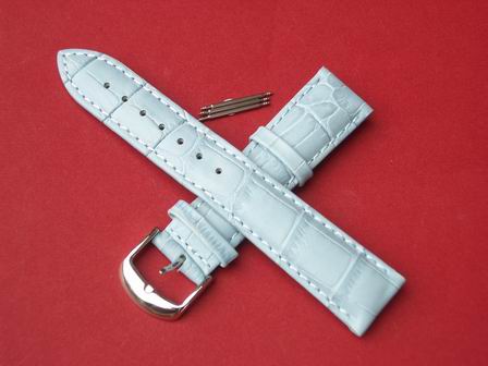 Leder-Armband mit Dornschließe und 3 Federstege Farbe: Hellblau 