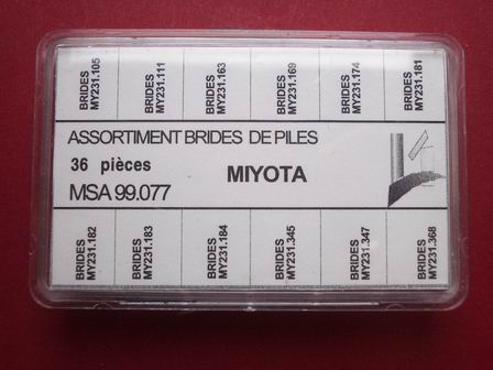 36 Miyota Batteriebügel im Sortiment je 3 Stk. in 12 unterschiedlichen Ausführungen 