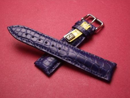 Louisiana Krokodil-Leder-Armband, 18mm im Verlauf auf 16mm Farbe: Blau 