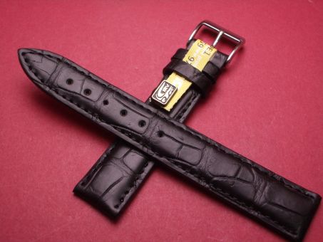 Louisiana Krokodil-Leder-Armband , 18mm im Verlauf auf 16mm Farbe: Schwarz 