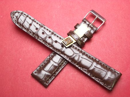 Louisiana Krokodil-Leder-Armband 19mm im Verlauf auf 16mm Farbe: Dunkelbraun glänzend 
