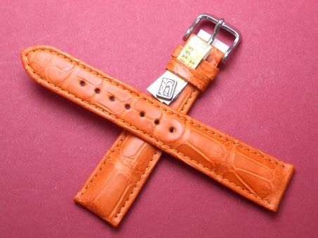 Louisiana Krokodil-Leder-Armband 20mm im Verlauf auf 16mm Farbe: Orange 