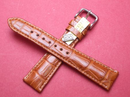 Louisiana Krokodil-Leder-Armband 20mm im Verlauf auf 16mm Farbe: hell Braun 
