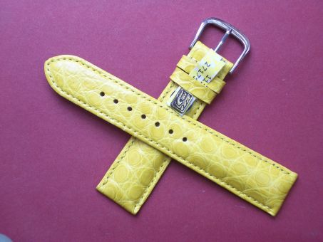 Louisiana Krokodil-Leder-Armband, 20mm im Verlauf auf 18mm Farbe: Gelb 