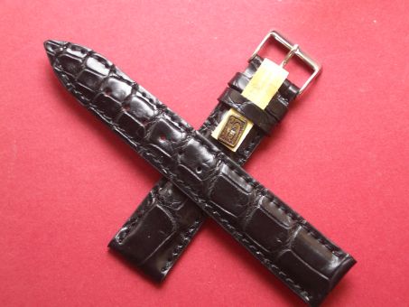 Louisiana Krokodil-Leder-Armband, 20mm im Verlauf auf 18mm Farbe: Schwarz 