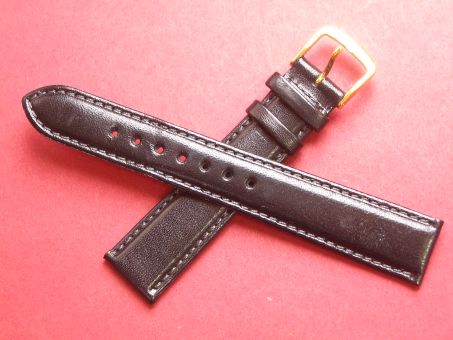 Leder-Armband Graf 18mm im Verlauf auf 16mm,  Farbe: Schwarz 
