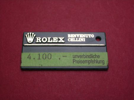 Rolex Hang Tag, 41,1mm x 22,5mm, Bevenuto Cellini, grün 