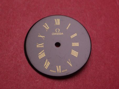 Omega Zifferblatt, Ø 20,8mm, schwarz/gold 