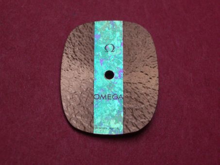 Omega Zifferblatt, ca. 17,0mm x 21,0mm, gold/grün 