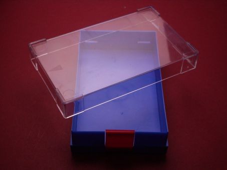 Aufbewahrungsbox, 11,3cm x 6,9cm x 2,8cm, blau/rot 