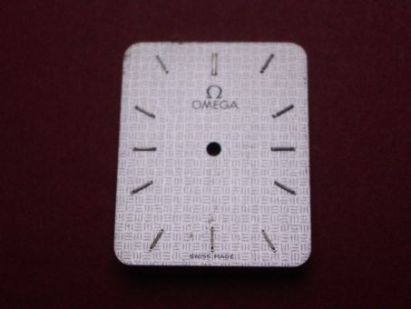 Omega Zifferblatt, ca. 20,0mm x 25,0mm, silber mit silberfarbenen Inlays 