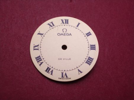 Omega Zifferblatt, Ø 20,1mm, gold mit schwarzen Ziffern, für De Ville 