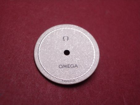 Omega Zifferblatt, Ø 16,7mm, weiß mit Glitzer und silberfarbenen Inlays 