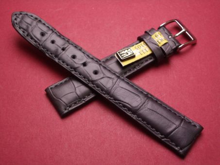 Louisiana Krokodil-Leder-Armband, 18mm im Verlauf auf 16mm an der Schließe, Farbe: anthrazit matt (große Narbung) 