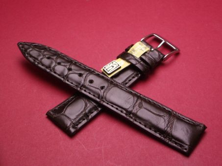 Louisiana Krokodil-Leder-Armband, 20mm im Verlauf auf 18mm Farbe: dunkel Braun (große Narbung) 
